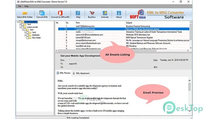 eSoftTools EML to MSG Converter  7.5 Tam Sürüm Aktif Edilmiş Ücretsiz İndir