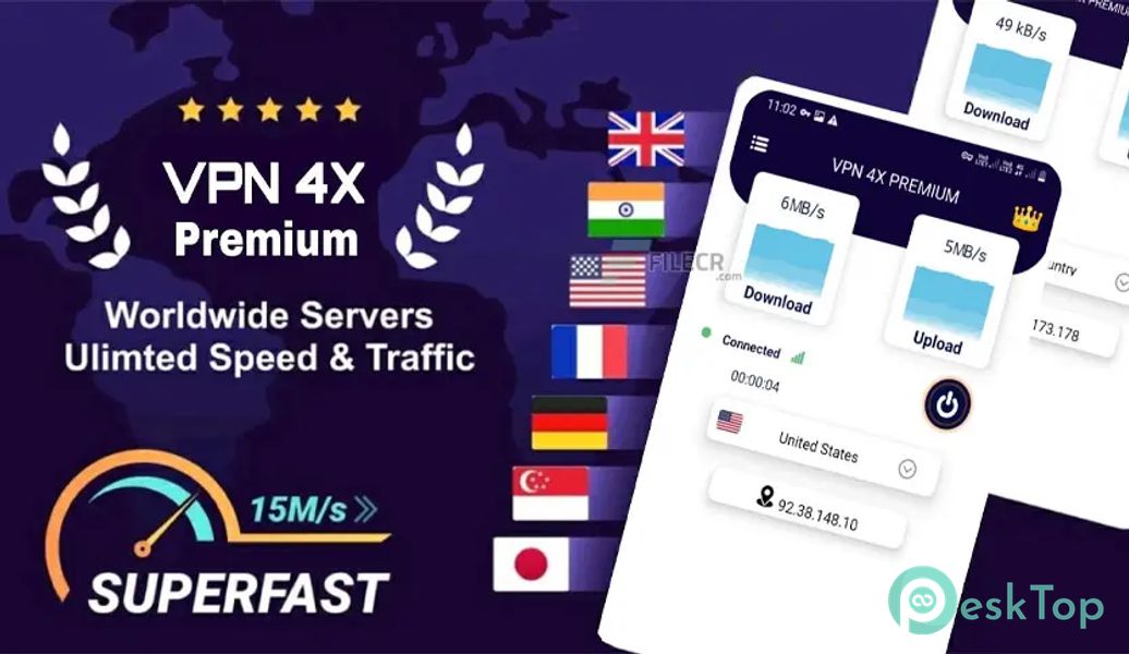 VPN 4X Premium v16.0 APK MOD Полная бесплатная загрузка