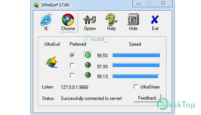 UltraSurf 21.32 完全アクティベート版を無料でダウンロード