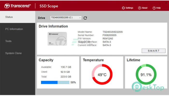  تحميل برنامج Transcend SSD Scope 4.14 برابط مباشر