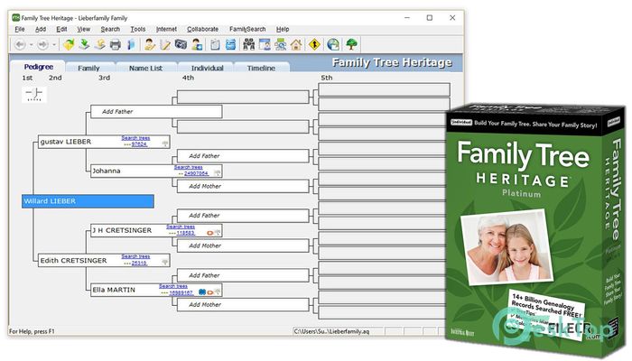 Family Tree Heritage Gold 16.0.11 Tam Sürüm Aktif Edilmiş Ücretsiz İndir