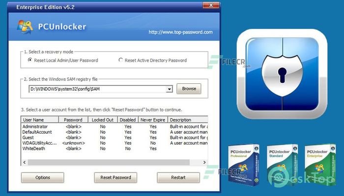 PCUnlocker Enterprise Edition 5.6 Tam Sürüm Aktif Edilmiş Ücretsiz İndir