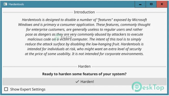 Hardentools 2.5 完全アクティベート版を無料でダウンロード