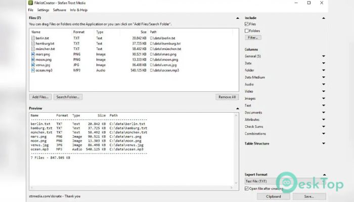 Stefan Trost Filelist Creator 1.0 完全アクティベート版を無料でダウンロード