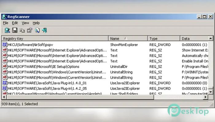 NirSoft RegScanner 2.71 Tam Sürüm Aktif Edilmiş Ücretsiz İndir