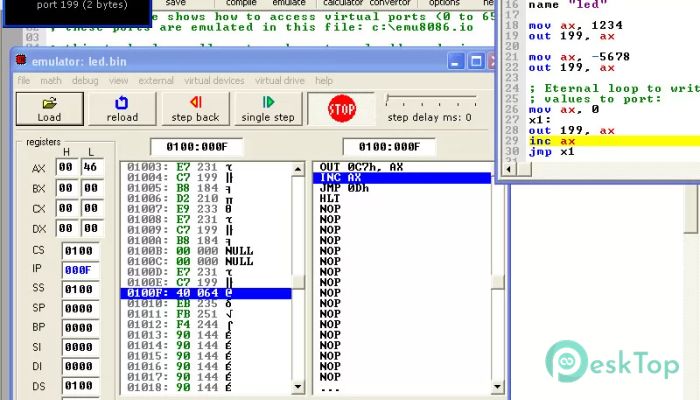 Скачать Emu8086 Microprocessor Emulator 4.08 полная версия активирована бесплатно