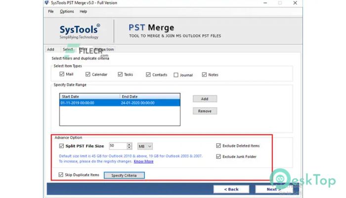 Descargar SysTools PST Merge 6.3 Completo Activado Gratis