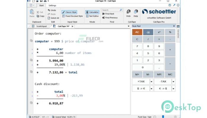 Schoettler CalcTape Business  6.0.8.1 Tam Sürüm Aktif Edilmiş Ücretsiz İndir