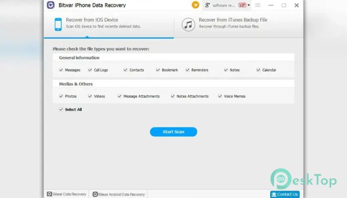 Bitwar iPhone Data Recovery 1.0.0 Tam Sürüm Aktif Edilmiş Ücretsiz İndir