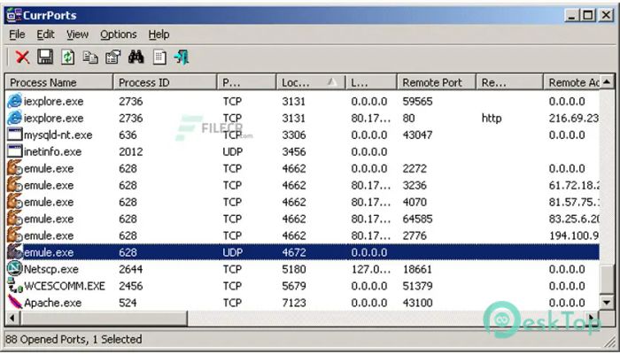CurrPorts 2.77 Tam Sürüm Aktif Edilmiş Ücretsiz İndir