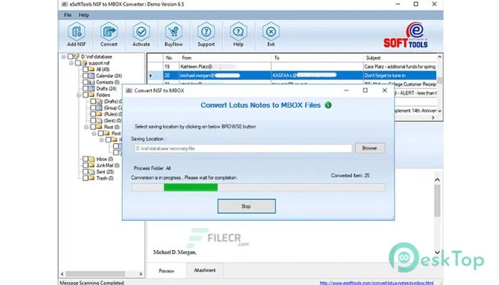 eSoftTools NSF to MBOX Converter 7.5 Tam Sürüm Aktif Edilmiş Ücretsiz İndir