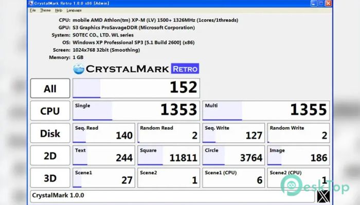 CrystalMark Retro 1.0.2 Tam Sürüm Aktif Edilmiş Ücretsiz İndir