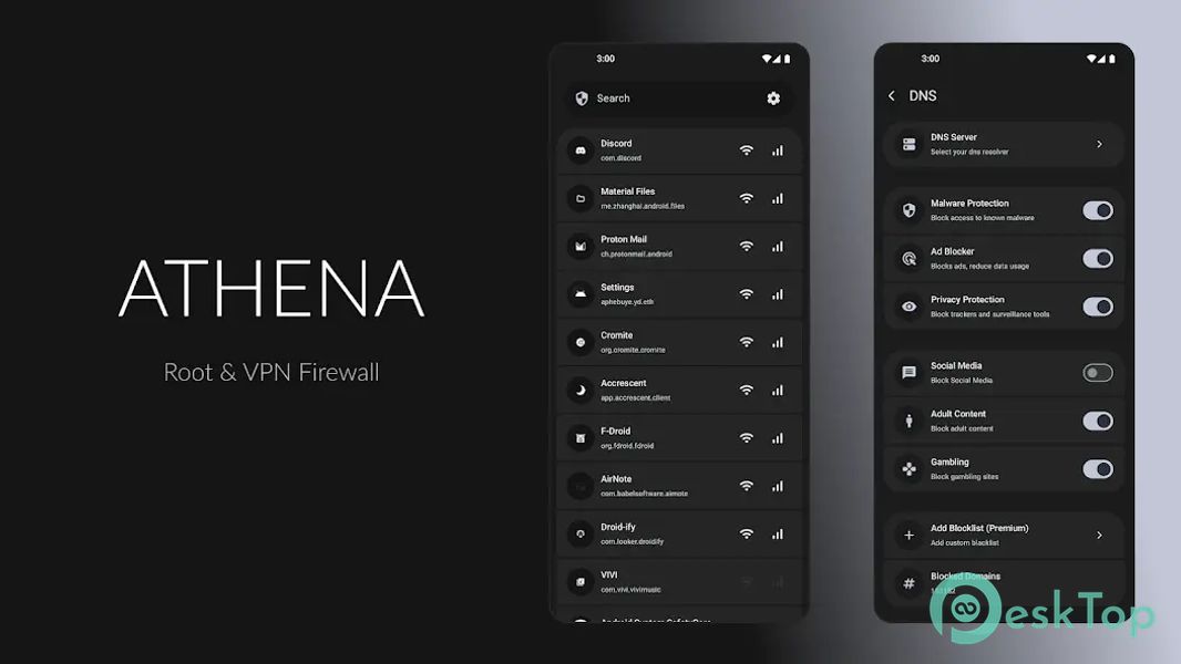 Athena: Firewall & Adblocker 1.1 APK MOD تحميل مجاني كامل