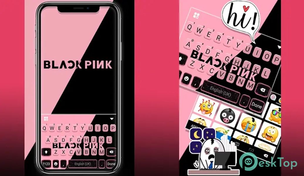 Black Pink Simple Keyboard Bac