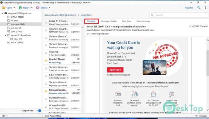 Télécharger Corbett Email Backup Wizard 1.0 Gratuitement Activé Complètement