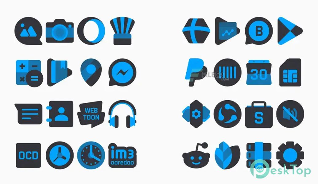 Dark Blue – Icon Pack v2.2 APK MOD Tam Ücretsiz İndir