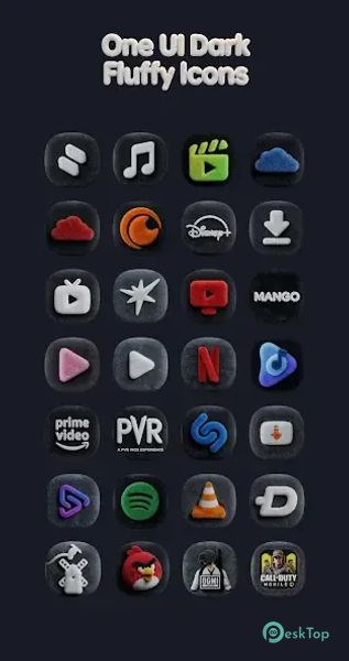 OneUi Dark Fluffy Icons 4.1 APK MOD Unlocked (Full) Free Download