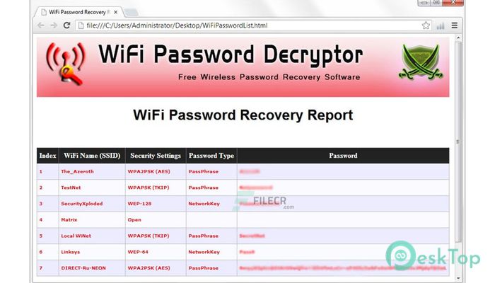 WiFi Password Decryptor 15.0 完全アクティベート版を無料でダウンロード
