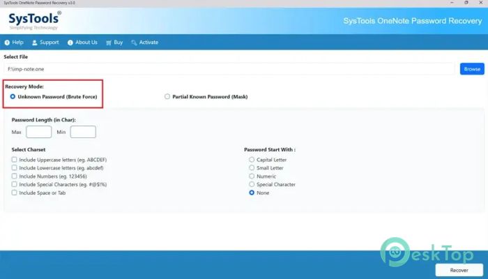 SysTools OneNote Password Recovery Tool