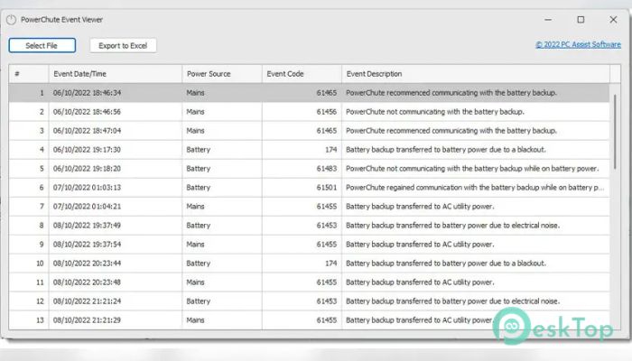 PC Assist PowerChute Event Viewer 1.0 Tam Sürüm Aktif Edilmiş Ücretsiz İndir