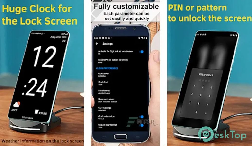 Huge Lock Screen Clock v1.4.22 APK MOD フル無料ダウンロード