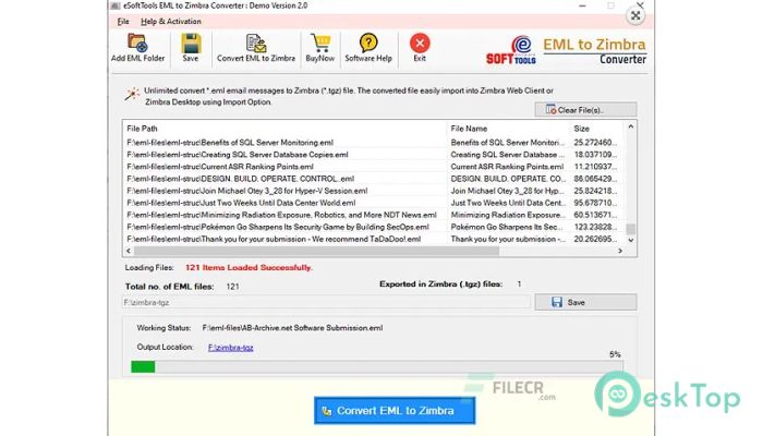 Скачать eSoftTools EML to Zimbra Converter  2.0 полная версия активирована бесплатно