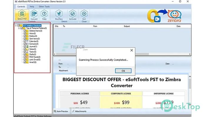 Descargar eSoftTools PST to Zimbra Converter  2.5 Completo Activado Gratis