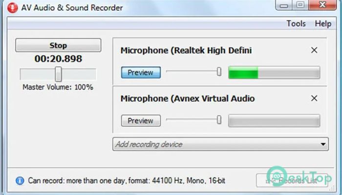 تحميل برنامج AVSOFT AV Audio - Sound Recorder 1.0 برابط مباشر
