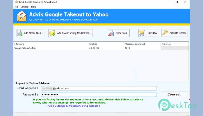 Download Advik Google Takeout to Yahoo Import 2.0 Free Full Activated