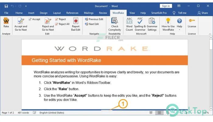 WordRake 4.0.11101.01 Tam Sürüm Aktif Edilmiş Ücretsiz İndir