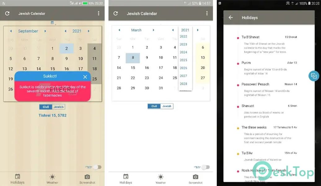 English Hebrew Calendar – Jewish Calendar Pro vHebcal