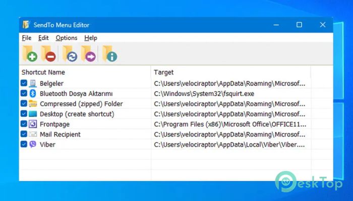 SendTo Menu Editor 1.3 Tam Sürüm Aktif Edilmiş Ücretsiz İndir