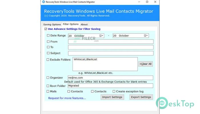 Download RecoveryTools Windows Live Mail Contacts Migrator 4.1 Free Full Activated