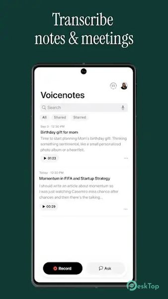 Voicenotes AI Notes & Meetings 1.2.26 APK MOD 完整免费下载