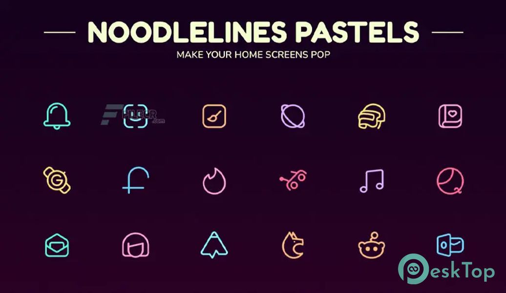 Noodlelines Pastel Icon Pack v2.2.1 APK MOD Tam Ücretsiz İndir