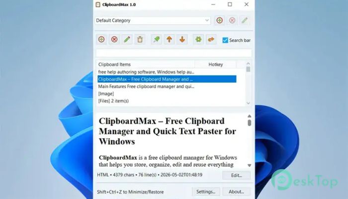 TkoSoft ClipboardMax 1.0 मुफ्त पूर्ण सक्रिय डाउनलोड