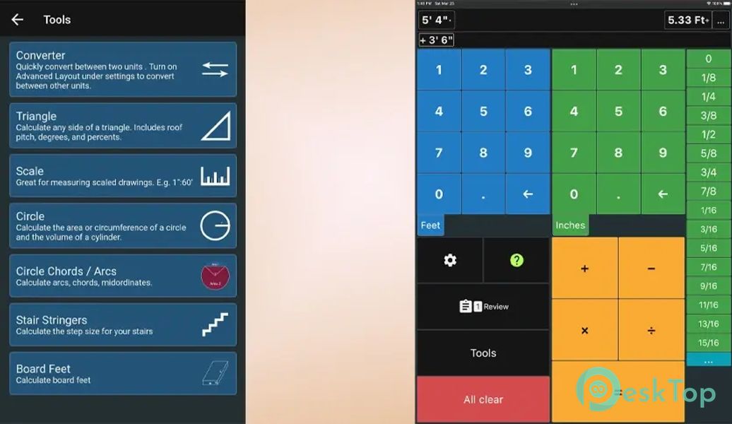 Feet & Inch Construction Calc 7.16.8 APK MOD Unlocked (Full) Free Download