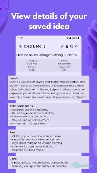 Idea List: Save Ideas and Grow