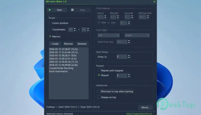 تحميل برنامج TkoSoft Auto Clicker 1.0 برابط مباشر
