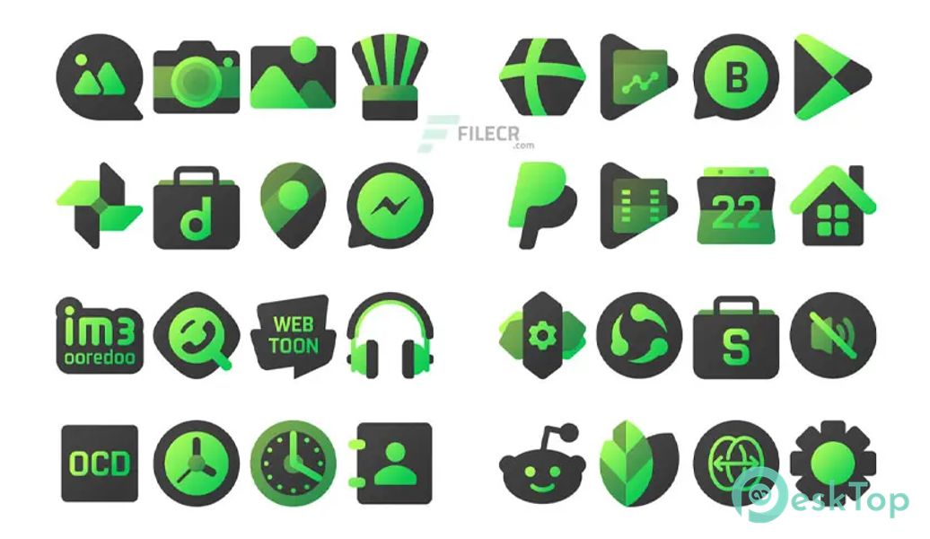 Blackdiant Green – Icon Pack v2.5 APK MOD Tam Ücretsiz İndir