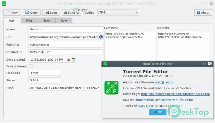 Download Torrent File Editor 0.3.18 Free Full Activated