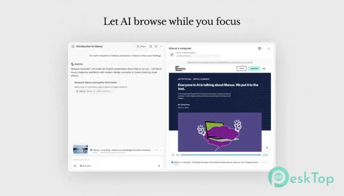 Manus AI 1.0 मुफ्त पूर्ण सक्रिय डाउनलोड