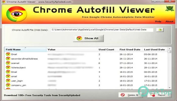 Chrome Autofill Viewer 1.0.0 完全アクティベート版を無料でダウンロード