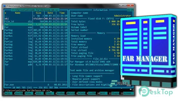 Far Manager 3.0 Build 6364 Tam Sürüm Aktif Edilmiş Ücretsiz İndir