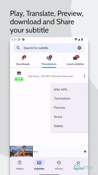 Subtitles Downloader & player 1.0.24.0 APK MOD تحميل مجاني كامل