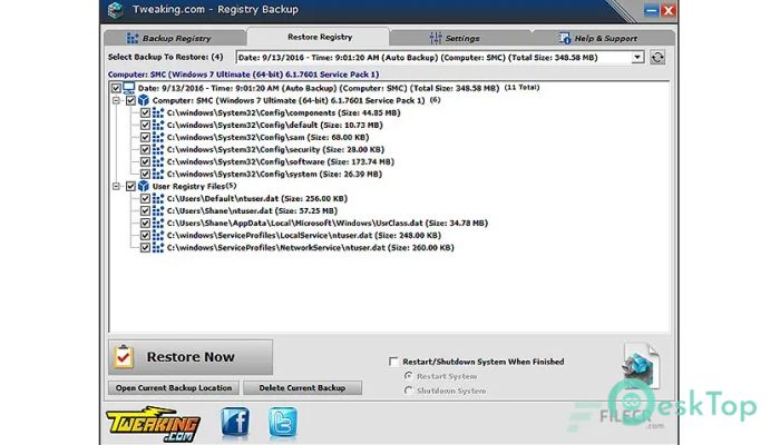Descargar Registry Backup Free 4.0.0 Completo Activado Gratis