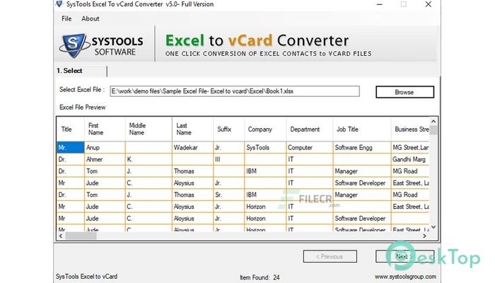 excel to vcard download