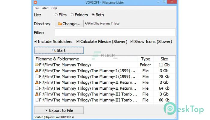 Download VovSoft Filename Lister  4.3 Free Full Activated