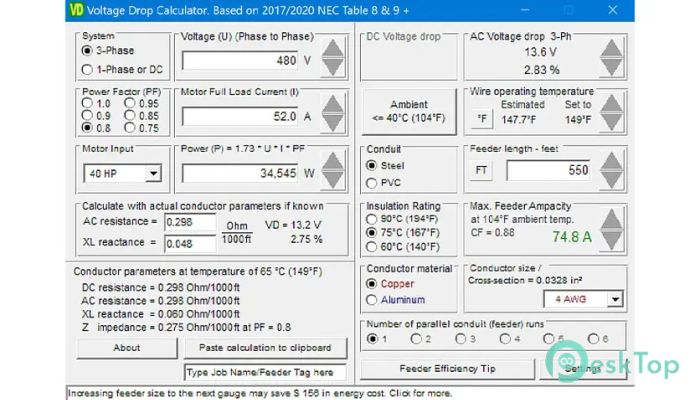 Télécharger MC Group Voltage Drop Calculator 23.6.6 Gratuitement Activé Complètement