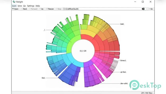 KDE Filelight 1.0.0 Tam Sürüm Aktif Edilmiş Ücretsiz İndir